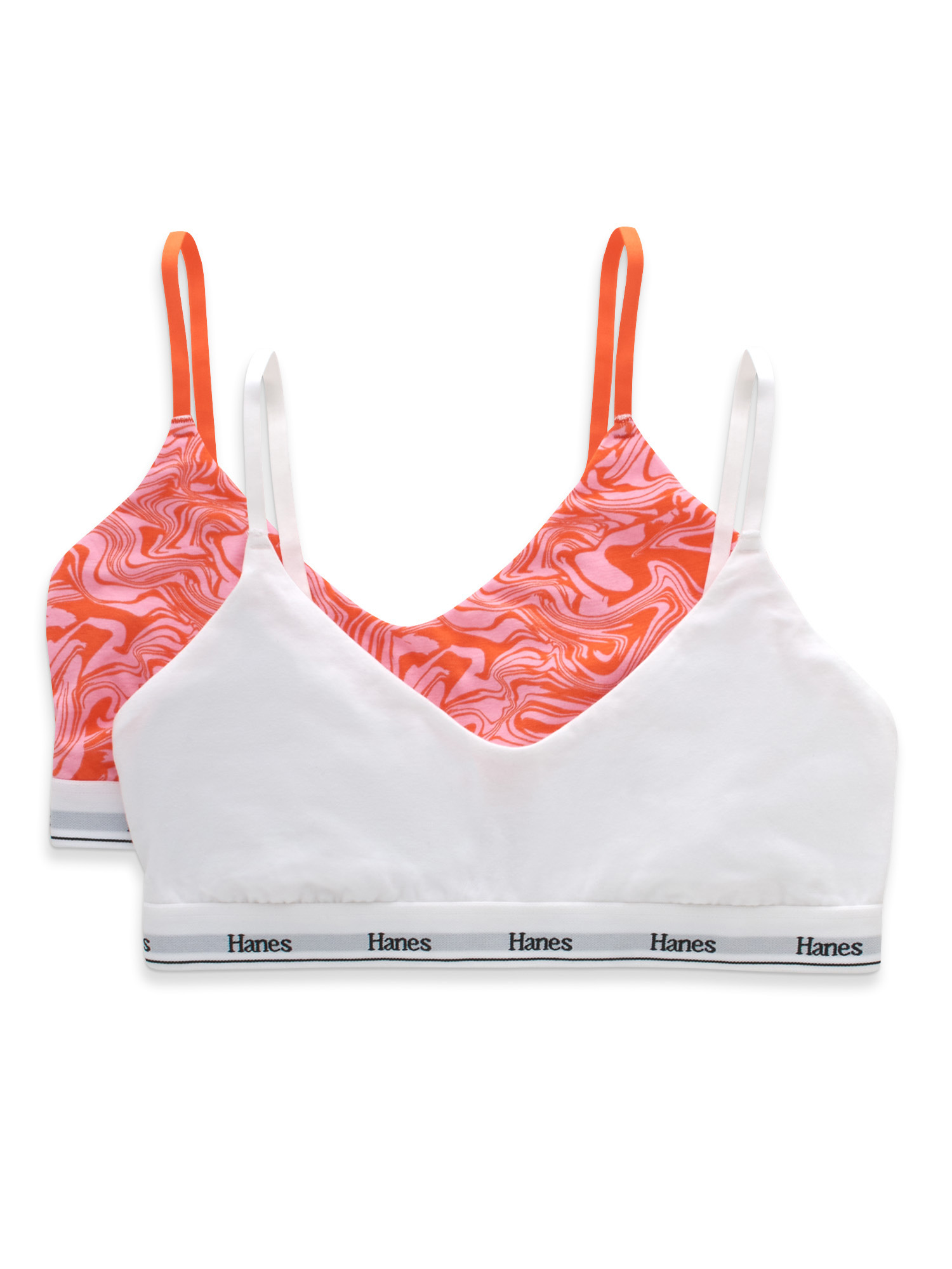 Hanes Originals Women's Cropped Bralette, Breathable Stretch Cotton, 2-Pack, Style MHO103